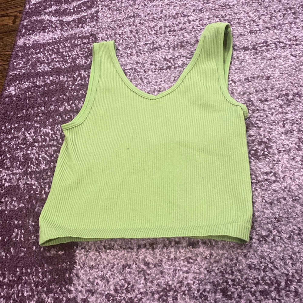 Green Ribbed Tank Top